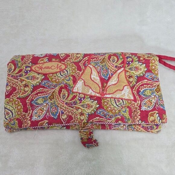 Unbranded Wear Me/Wash Me Lingerie Swim Bag Red Trim Snap Zipper Close Floral - Picture 13 of 15